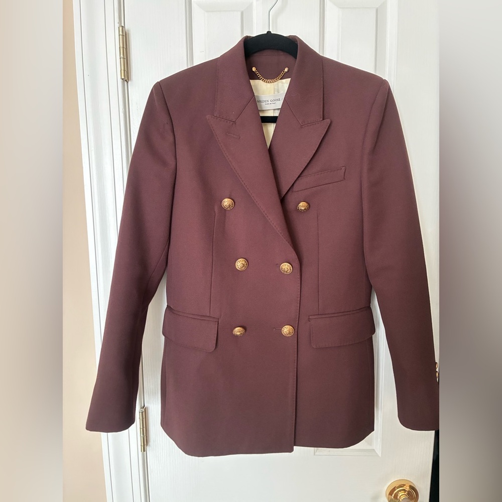 Golden Goose Double-Breasted Wool Blazer in Chicory Color NWOT Fabulous